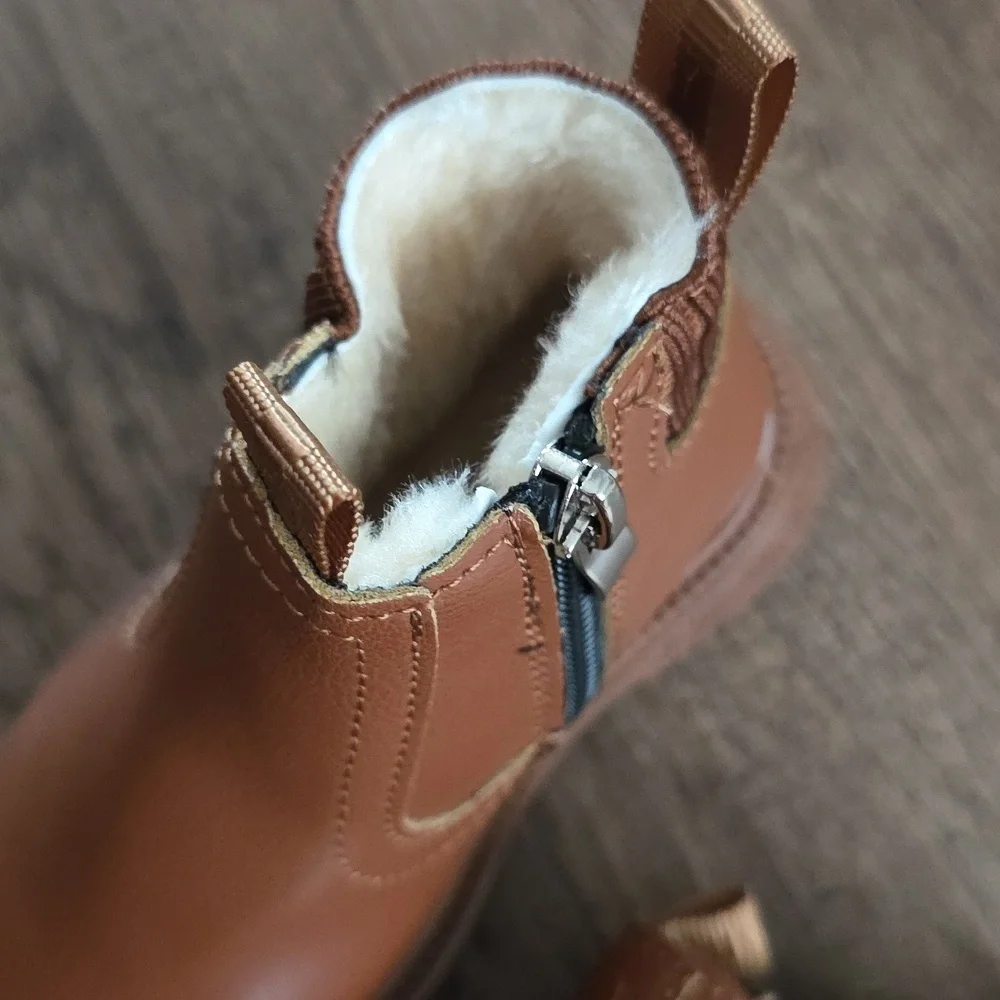 Brown Fur Line Warm Wintwe Kids Booties 6
